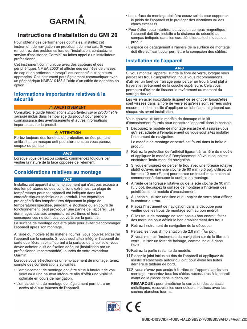 Page 1 de la notice Manuel utilisateur Garmin GMI 52
