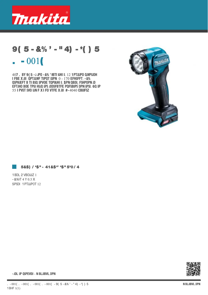 Página 1 del manual Ficha técnica Makita ML001G