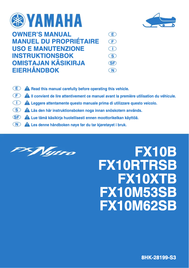 Page 1 de la notice Manuel utilisateur Yamaha FX Nytro X-TX (2012)