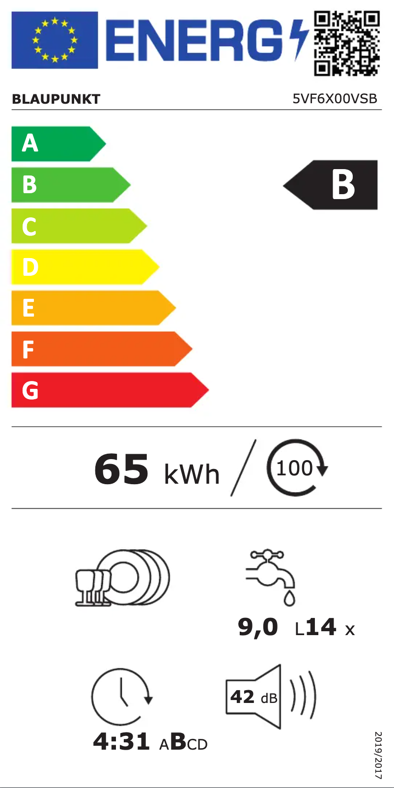 Page 1 de la notice Label énergétique Blaupunkt 5VF6X00VSB