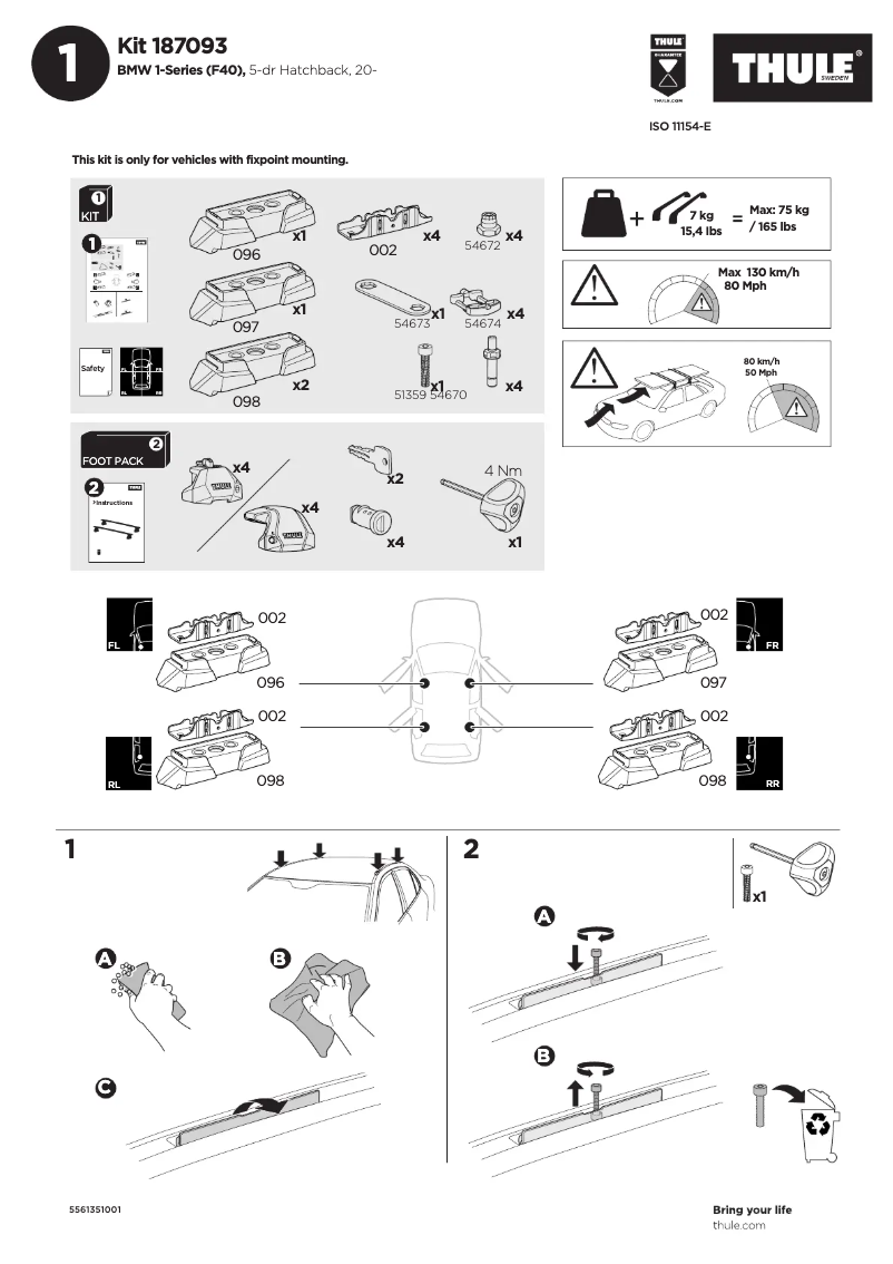 Page n°1 - Manuel utilisateur Thule Kit 187093