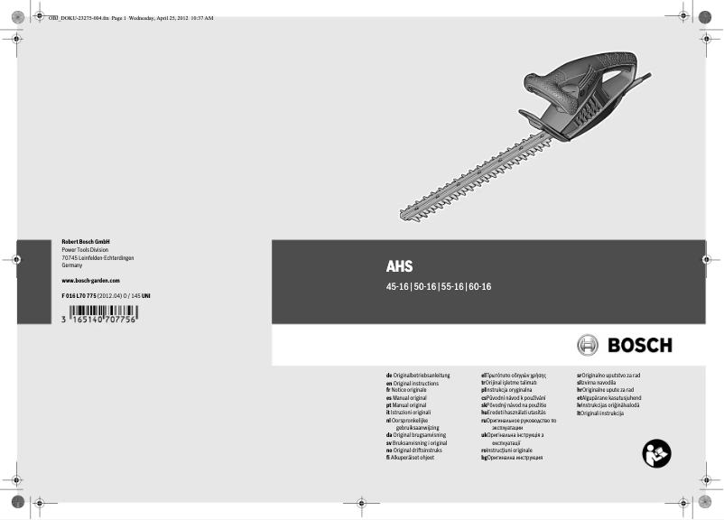 Image de la première page du manuel de l'appareil AHS 45