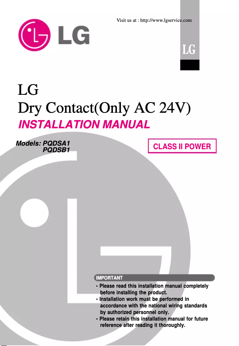 Page 1 de la notice Manuel utilisateur LG PQDSA1