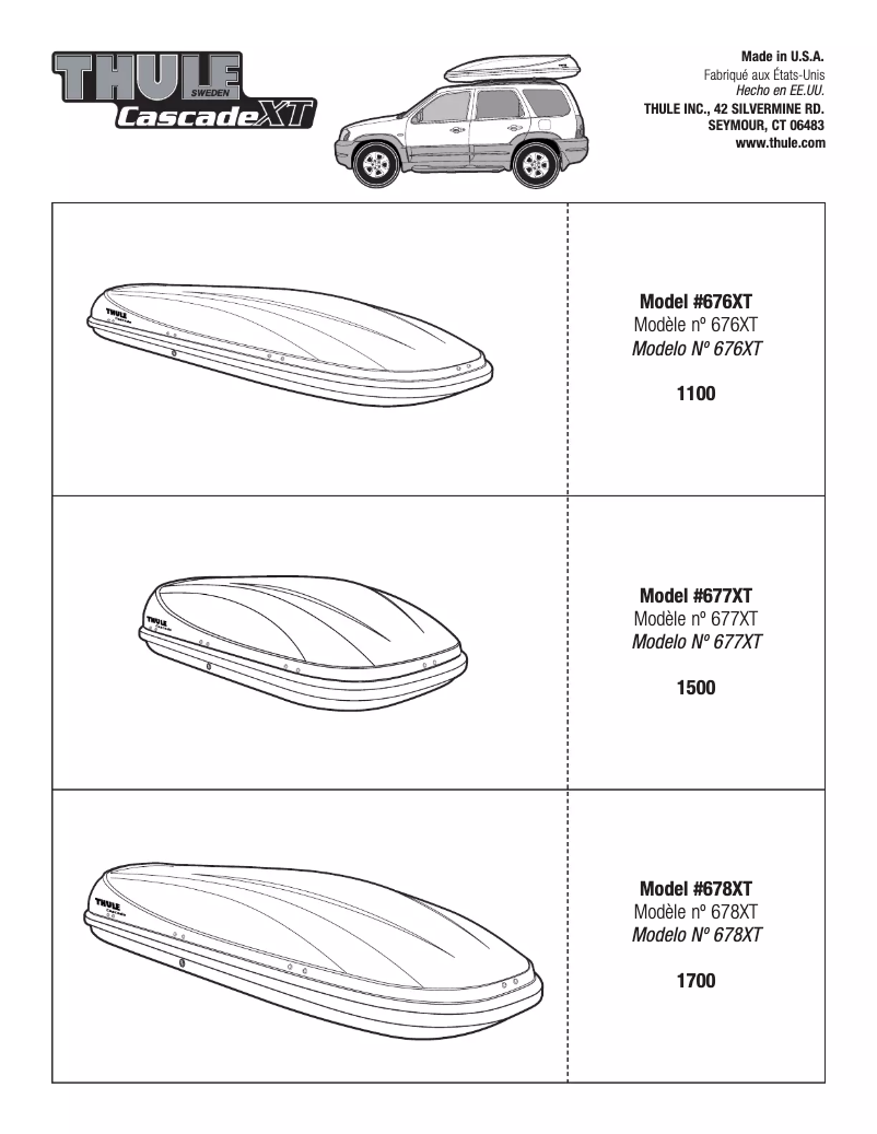 Image de la première page du manuel de l'appareil Cascade XT 1100 676XT
