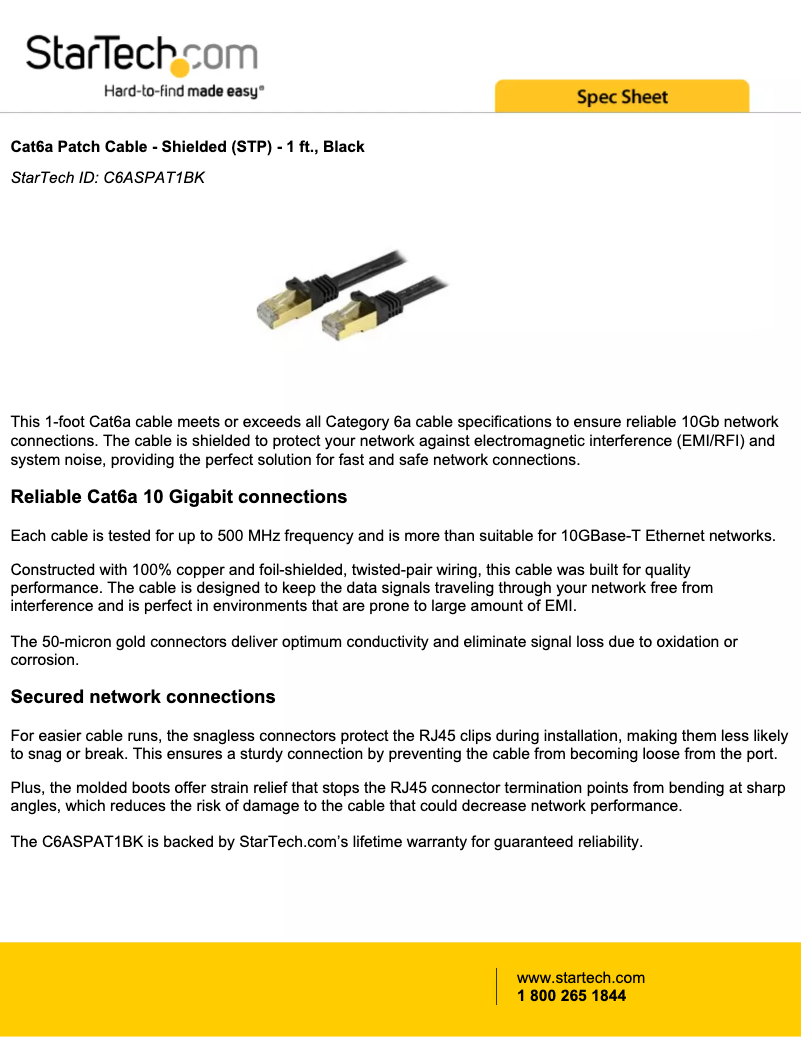 Page n°1 - Manuel utilisateur StarTech.com C6ASPAT1BK