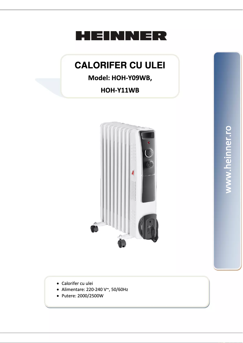 Page 1 de la notice Manuel utilisateur Heinner HOH-Y11WB