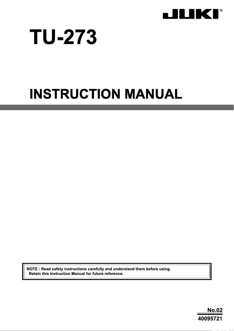 Page n°1 - Manuel utilisateur Juki TU-273