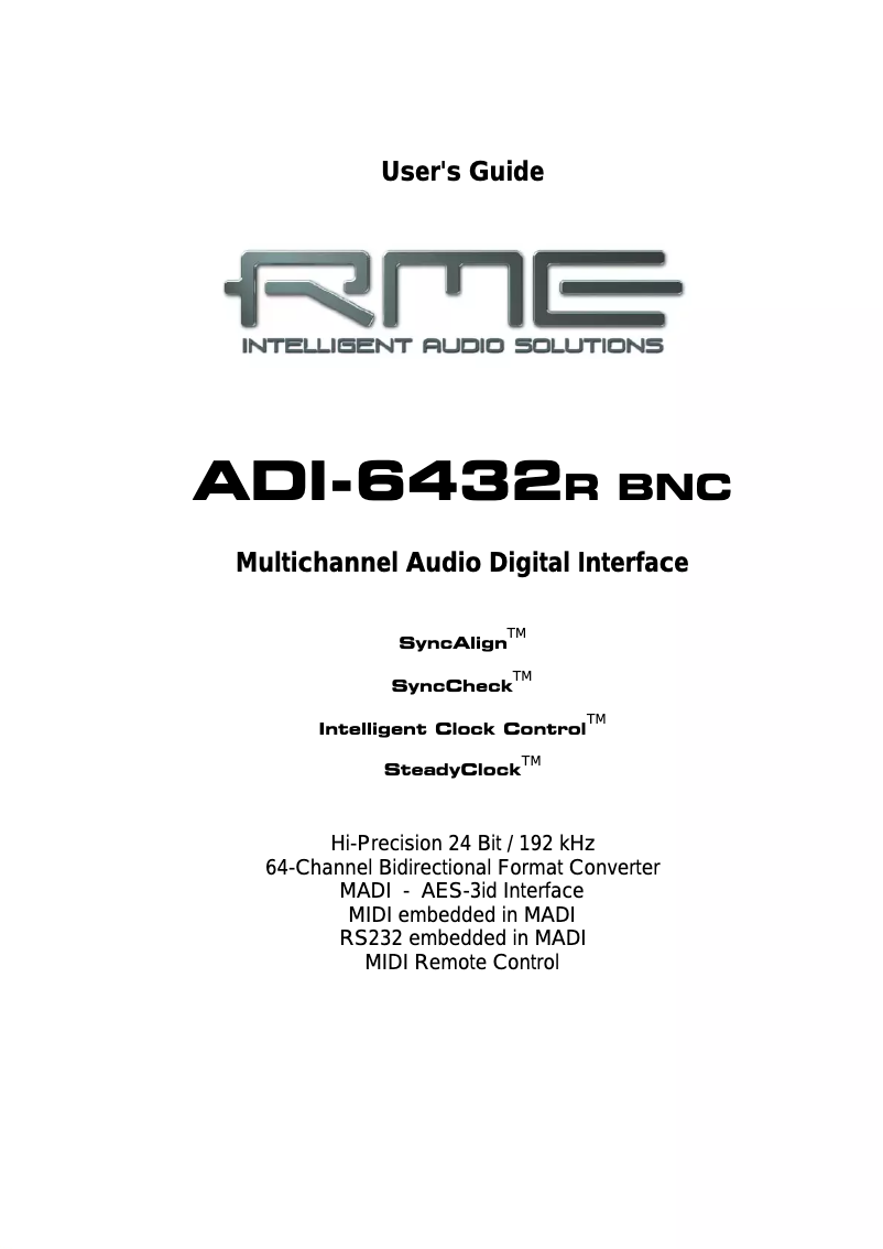Page n°1 - Manuel utilisateur RME ADI-6432R BNC