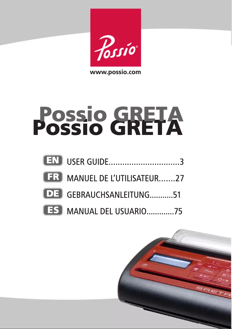 Page 1 de la notice Manuel utilisateur Possio Greta