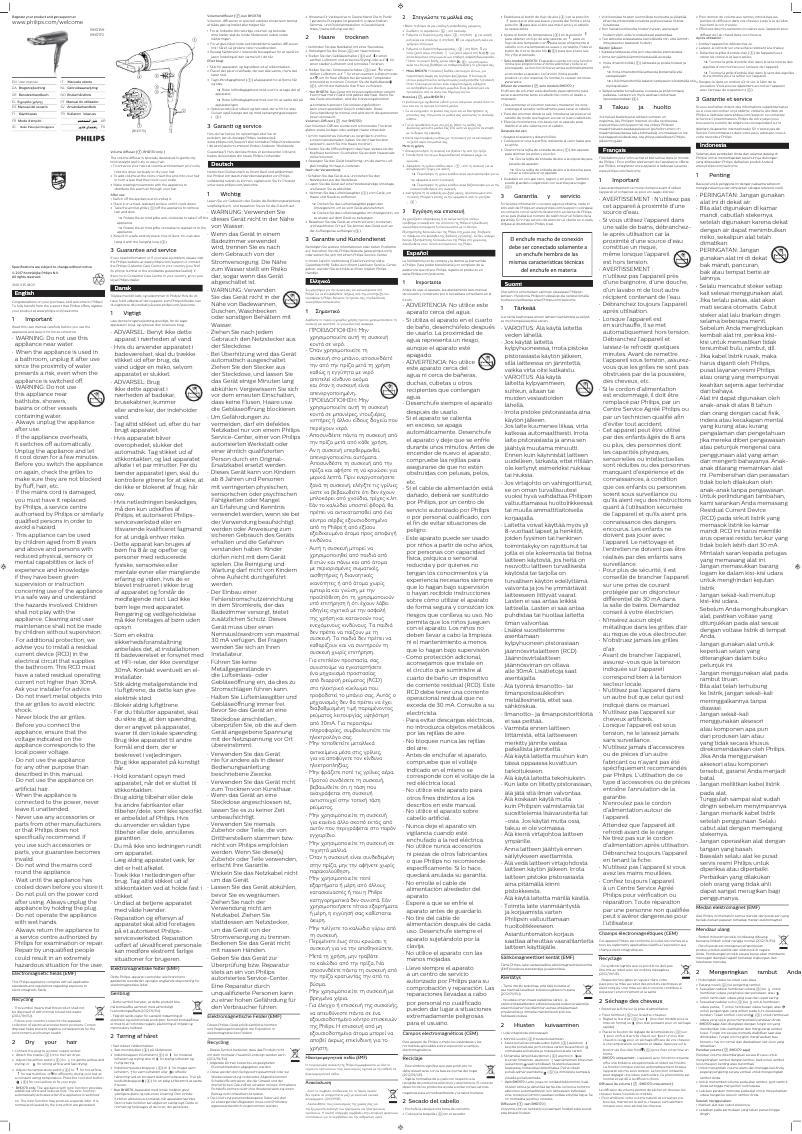 Page 1 de la notice Manuel utilisateur Philips DryCare Advanced BHD170