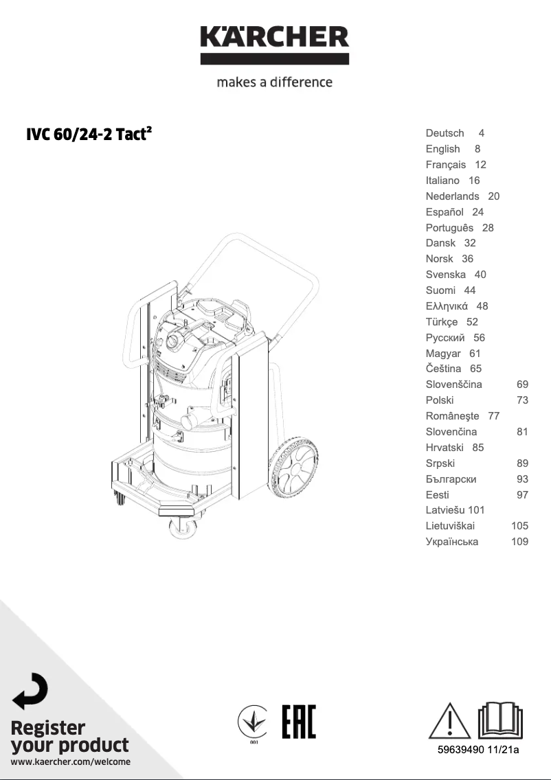 Page n°1 - Manuel utilisateur Kärcher IVC 60/24-2 Tact²