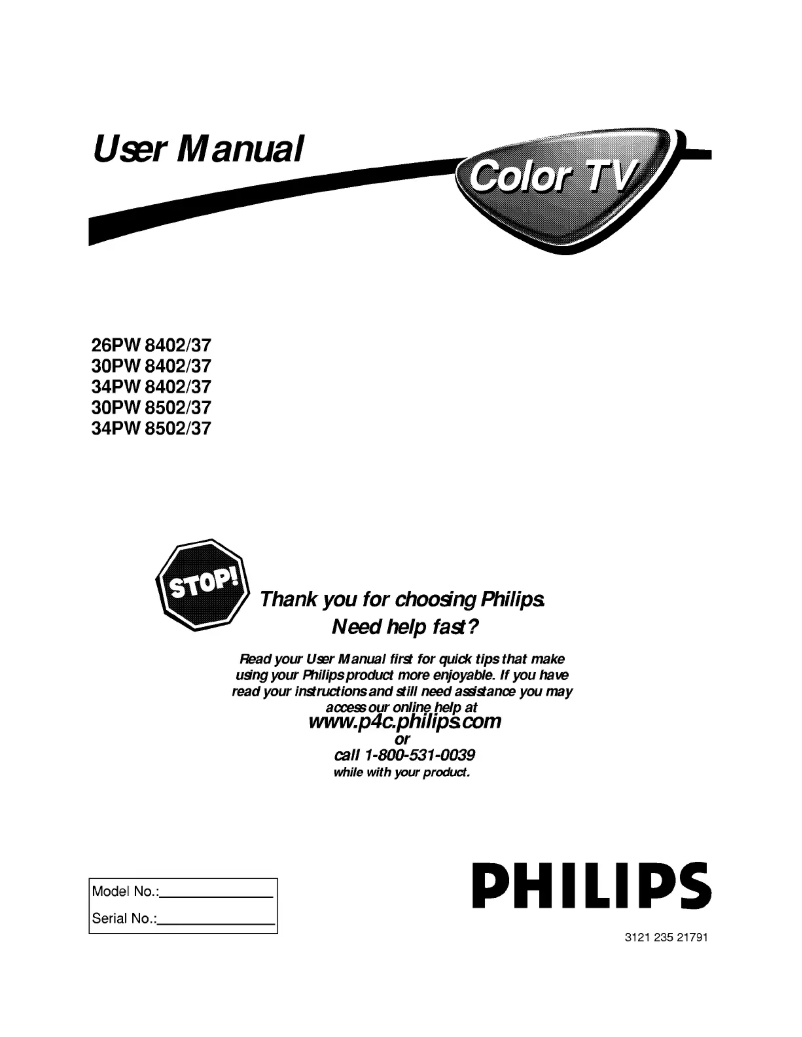 Page 1 de la notice Manuel utilisateur Philips 26PW8402