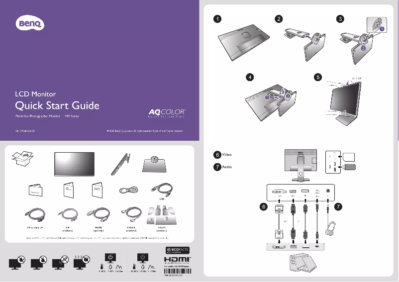 Page 1 de la notice Guide de démarrage rapide BenQ SW240