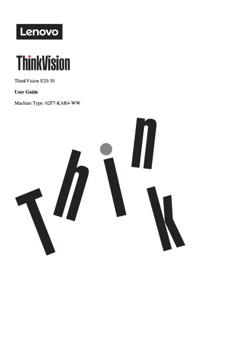 Page n°1 - Manuel utilisateur Lenovo ThinkVision E20-30