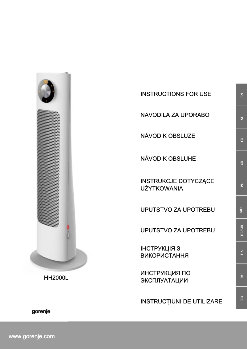 Page n°1 - Mode d'emploi Gorenje HH2000L