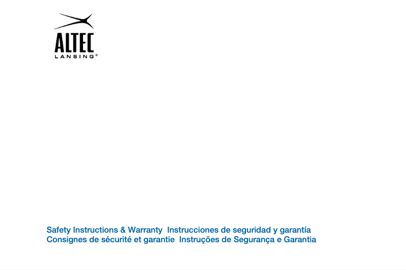 Page 1 de la notice Manuel utilisateur Altec Lansing Expressionist CLASSIC FX2020