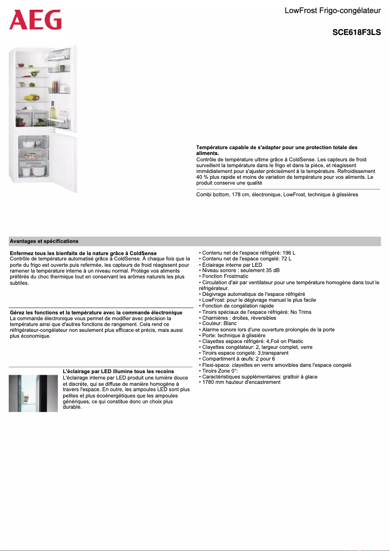Page n°1 - Fiche technique AEG SCE618F3LS