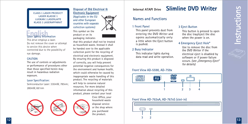 Image de la première page du manuel de l'appareil AD-7913A
