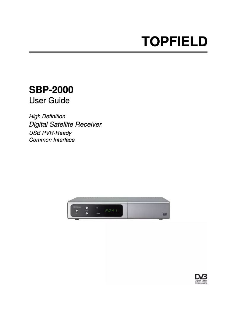 Page 1 de la notice Manuel utilisateur Topfield SBP-2000