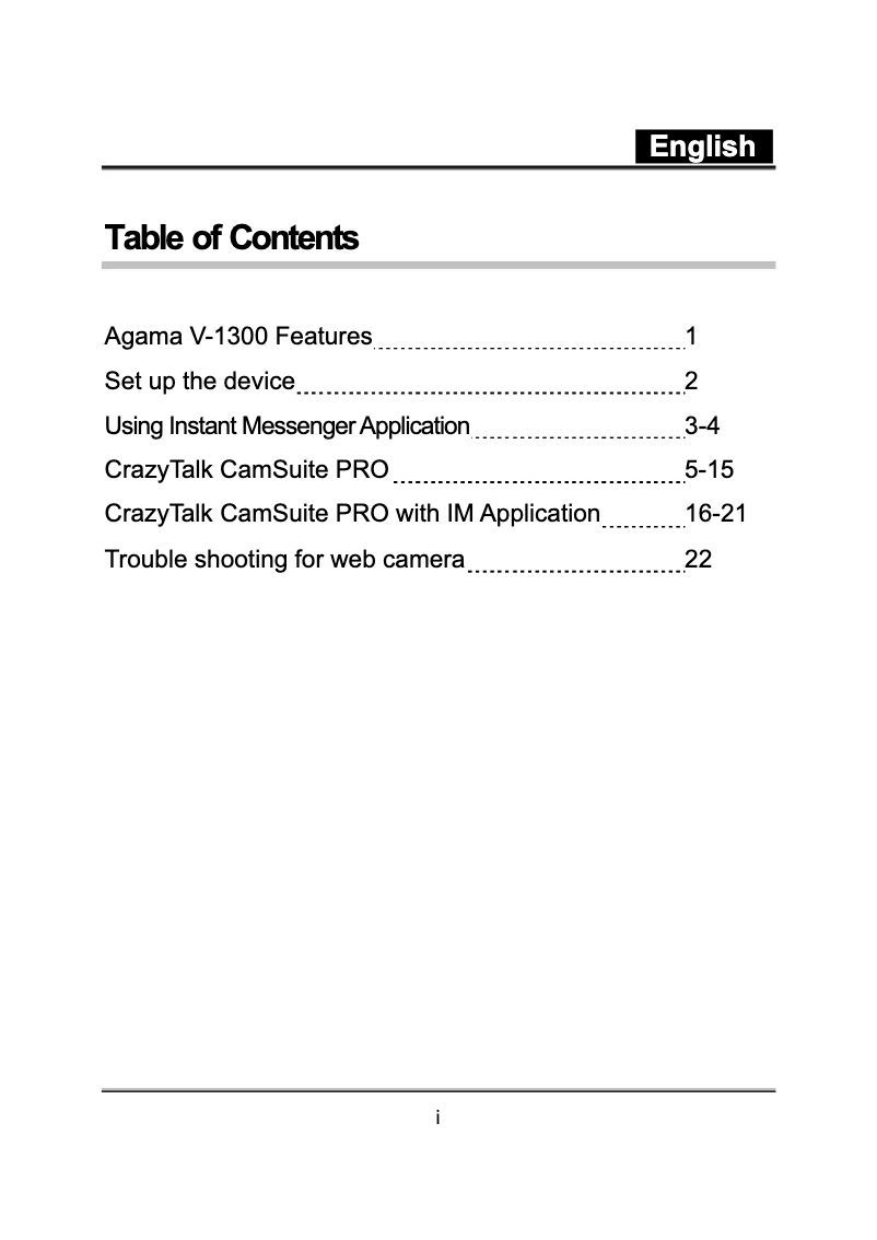 Page 1 de la notice Manuel utilisateur Genius Agama V-1300