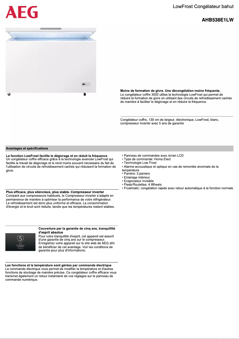 Página 1 del manual Ficha técnica AEG AHB538E1LW