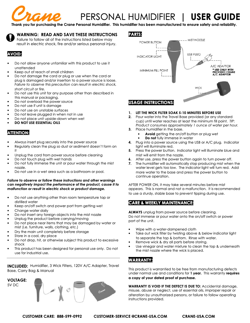 Page n°1 - Manuel utilisateur Crane EE-5950