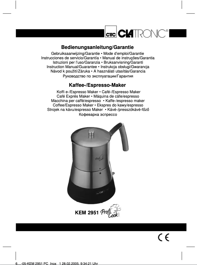 Page 1 de la notice Manuel utilisateur Clatronic KEM 2951