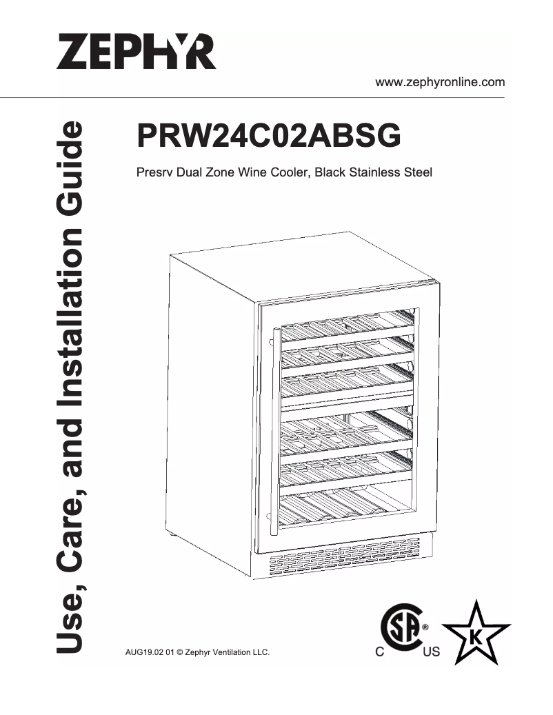 Page 1 de la notice Guide d'installation Zephyr PRW24C02ABSG