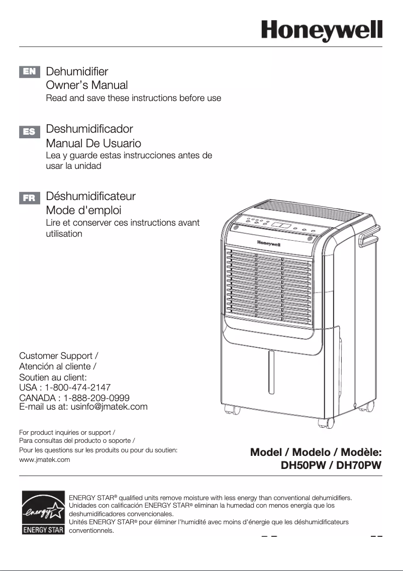 Page 1 de la notice Manuel utilisateur Honeywell DH50PW