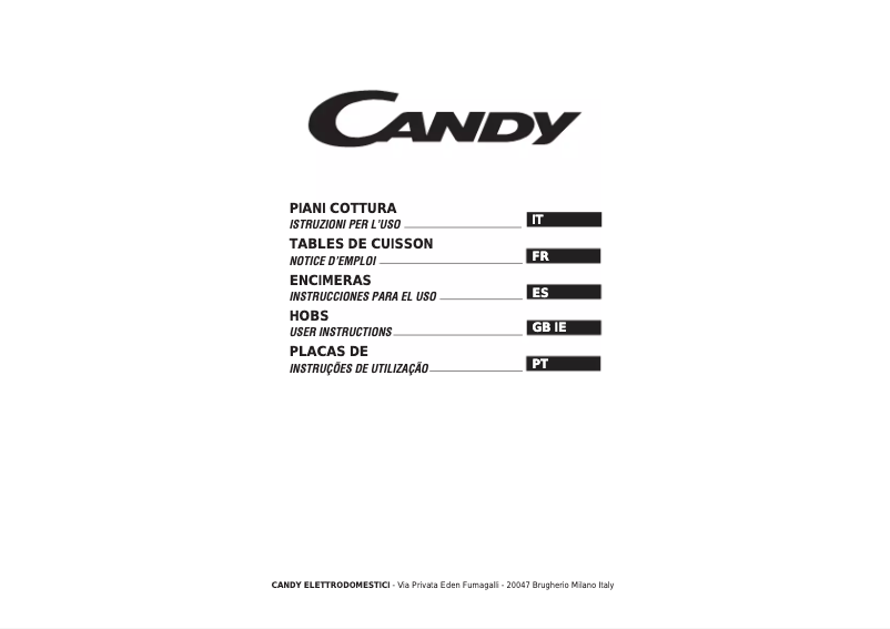 Page n°1 - Manuel utilisateur Candy PC PG2D 750/1 SX