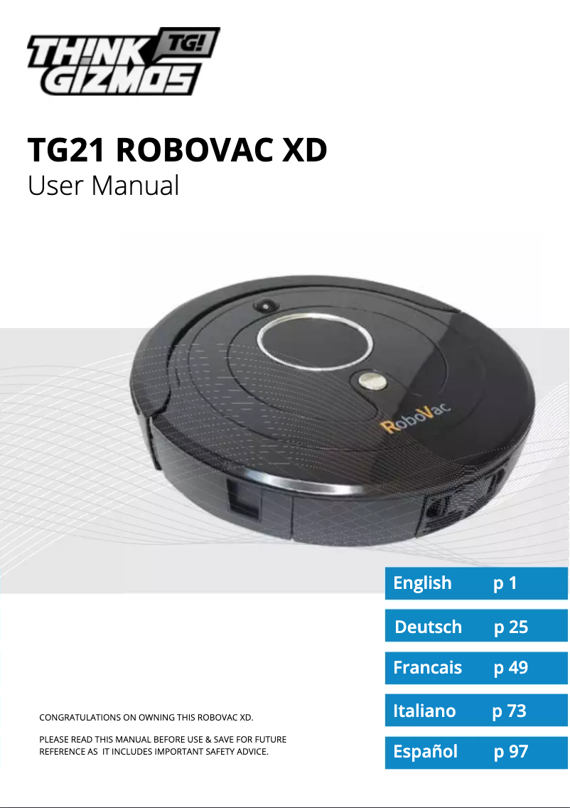 Image de la première page du manuel de l'appareil Robovac XD TG21