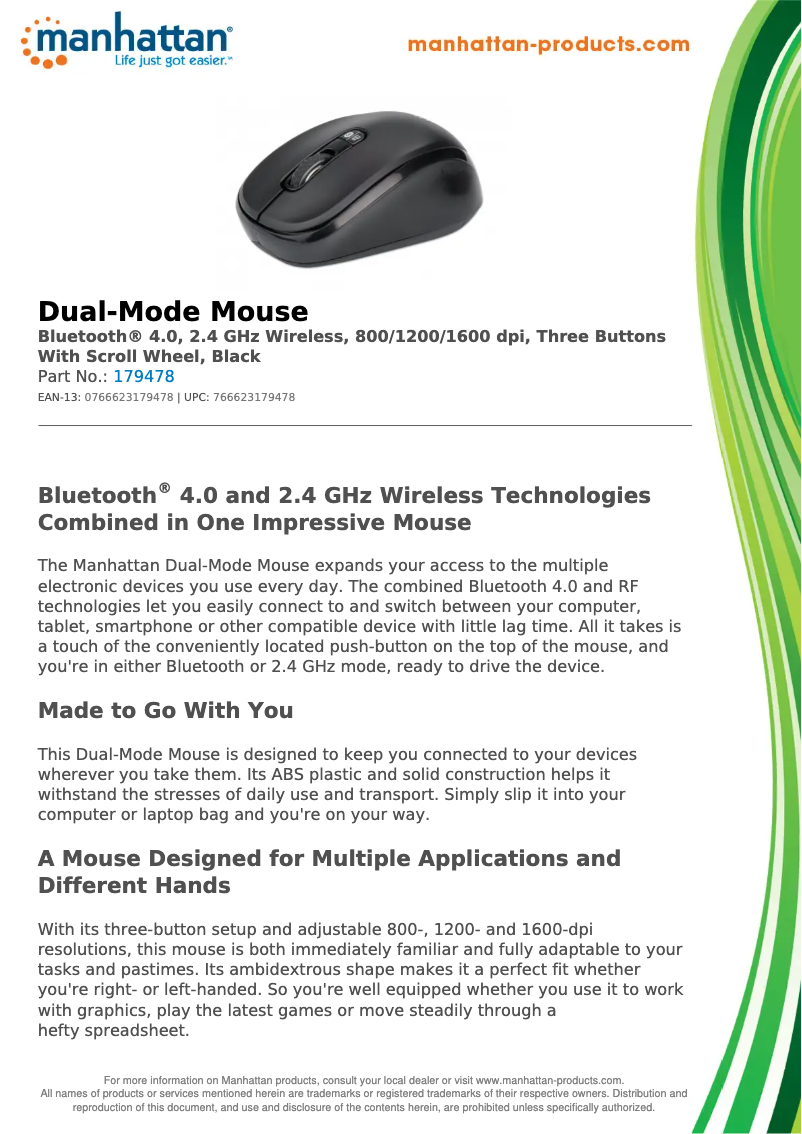 Page 1 de la notice Fiche technique Manhattan 179478