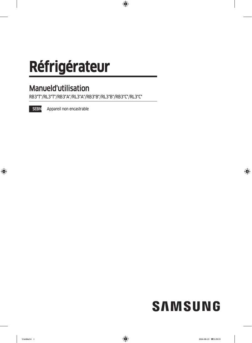 Page 1 de la notice Manuel utilisateur Samsung RL38A7B63S9