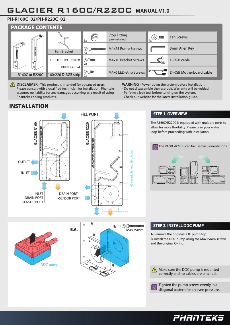 Image de la première page du manuel de l'appareil Glacier R220C