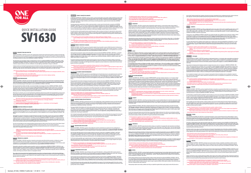 Page 1 de la notice Manuel utilisateur One for all SV 1630