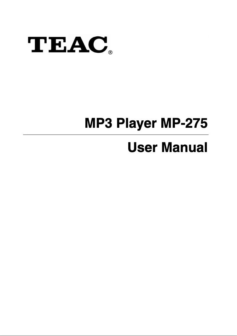 Página 1 del manual Manual de usuario Teac MP-275