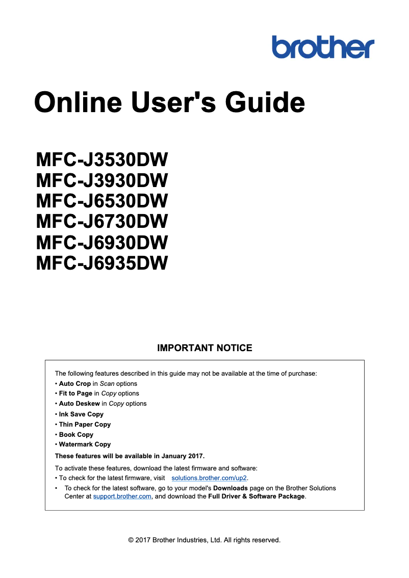 Image de la première page du manuel de l'appareil MFC-J6730DW