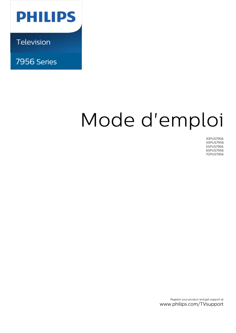 Image de la première page du manuel de l'appareil 70PUS7956