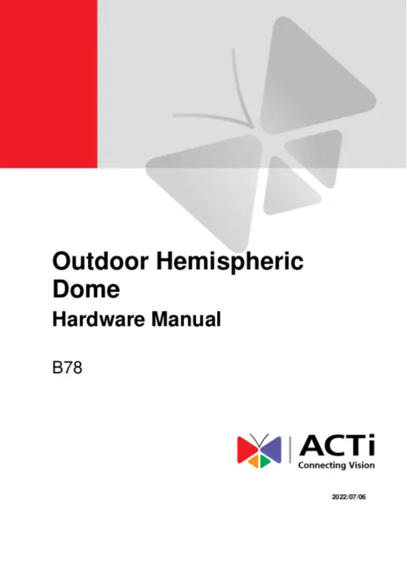 Page 1 de la notice Manuel utilisateur ACTi B78