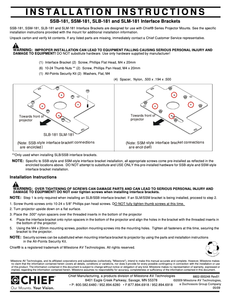 Page n°1 - Manuel utilisateur Chief RSMA181