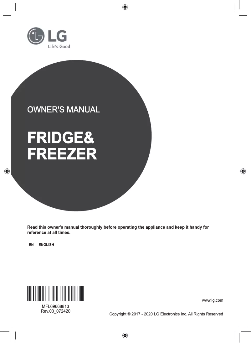 Page 1 de la notice Manuel utilisateur LG GR-B247KWDV