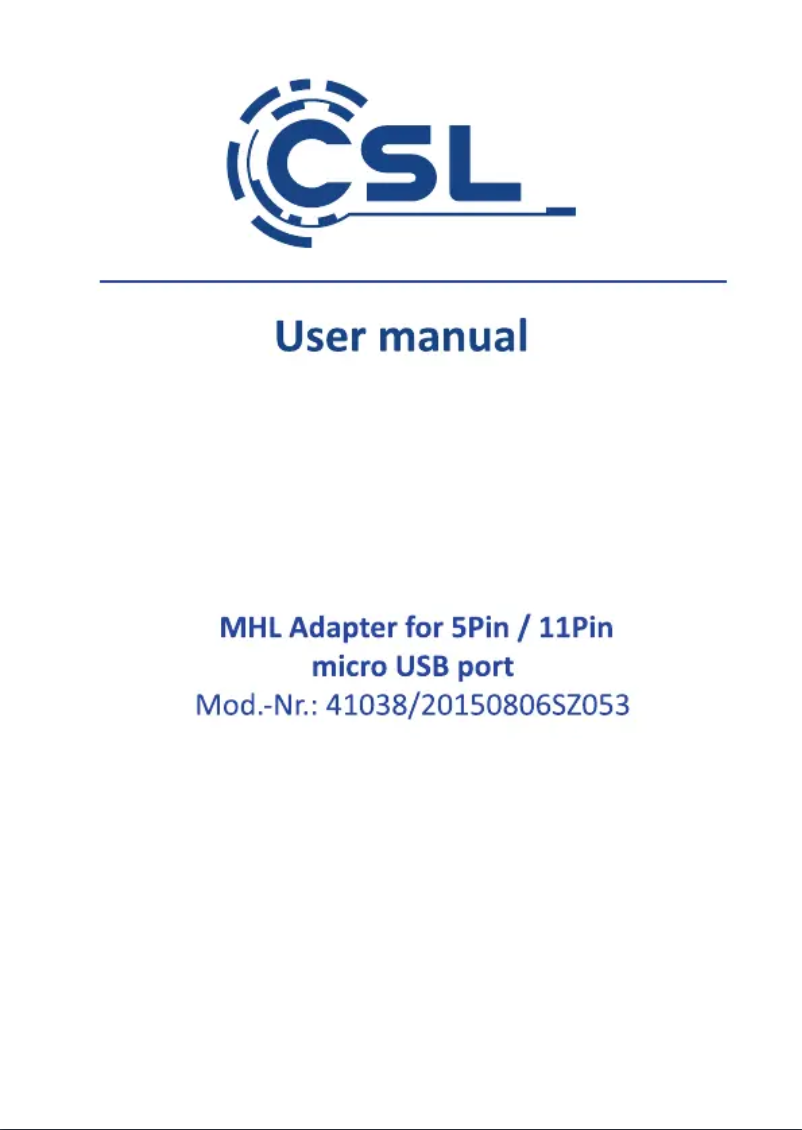 Page n°1 - Manuel utilisateur CSL 300953