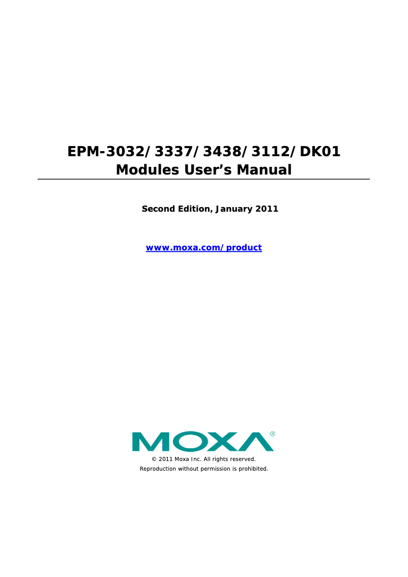 Page n°1 - Manuel utilisateur Moxa EPM-DK02