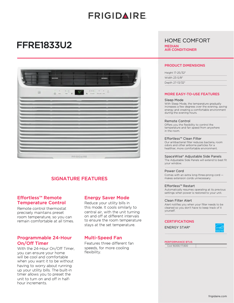 Imagen de la primera página del manual del dispositivo FFRE1833U2