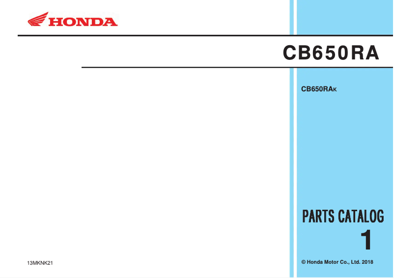 Imagen de la primera página del manual del dispositivo CB650R (2018)