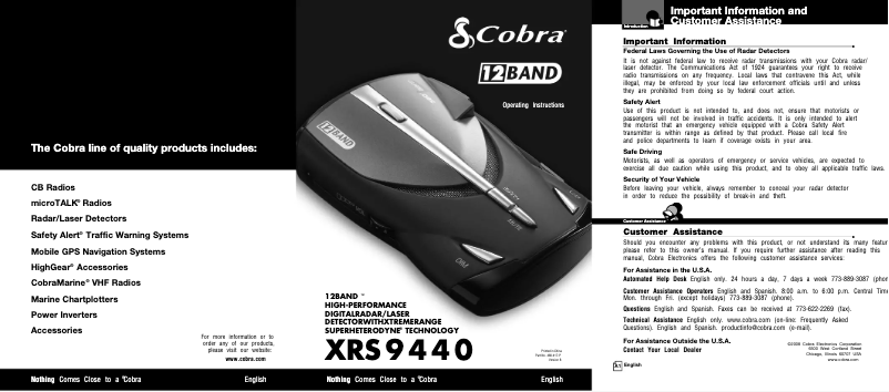 Página 1 del manual Manual de usuario Cobra XRS 9440