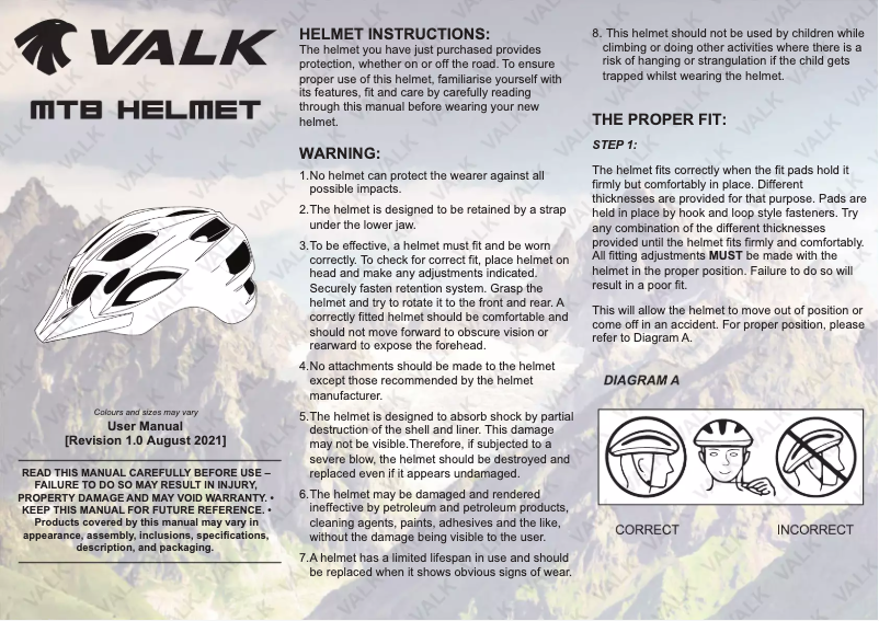 Page 1 de la notice Manuel utilisateur Valk VL-HS