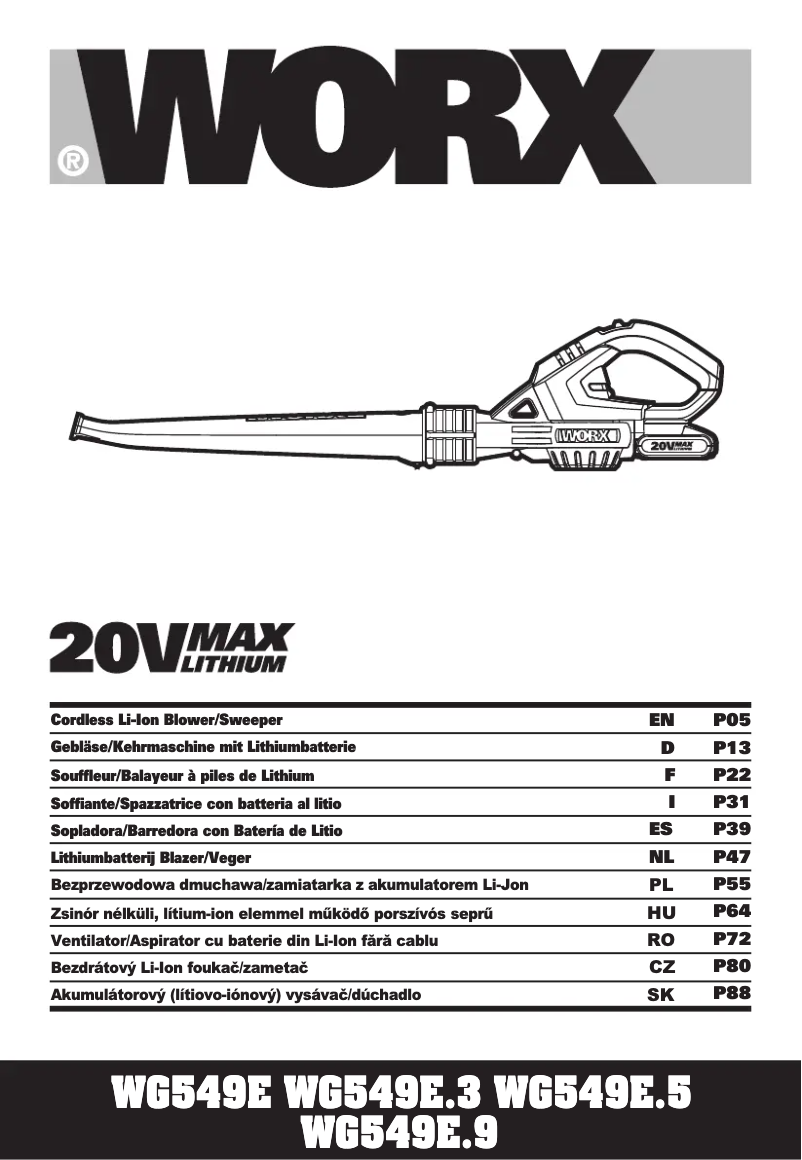 Page 1 de la notice Manuel utilisateur Worx WG549E.9