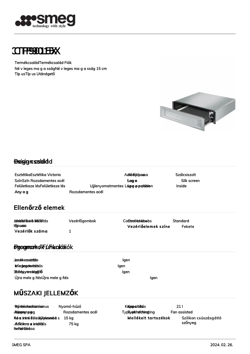 Page n°1 - Fiche technique Smeg CTP9015X