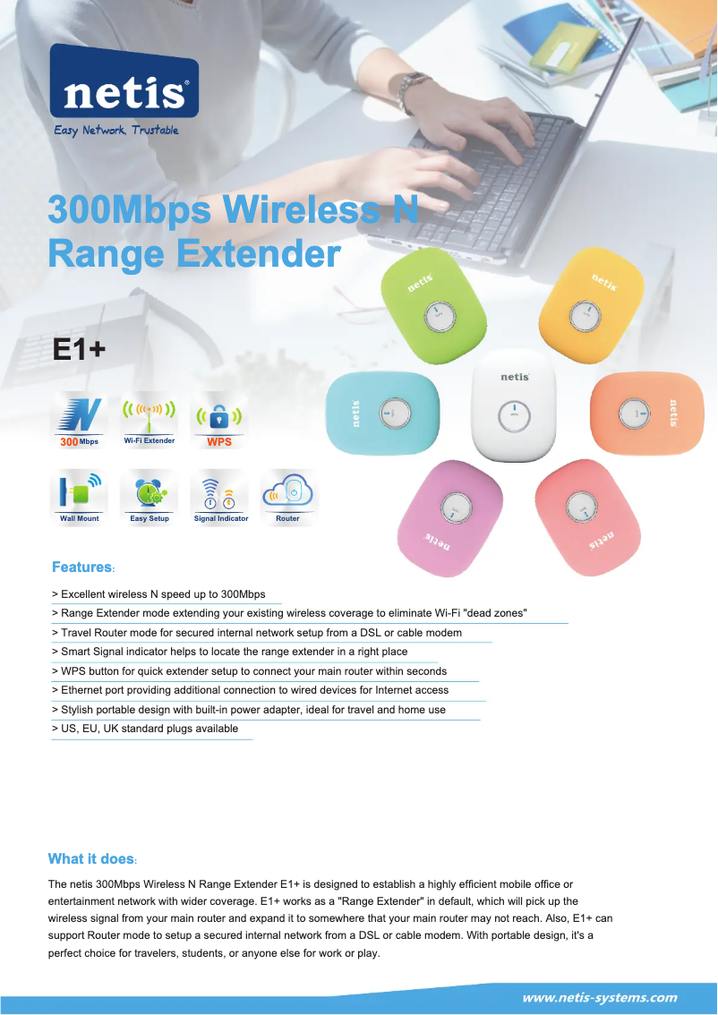 Page 1 of the manual Technical Sheet Netis E1+